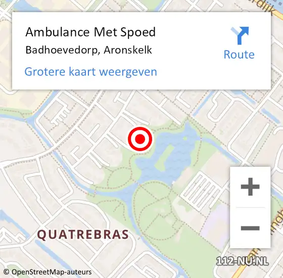 Locatie op kaart van de 112 melding: Ambulance Met Spoed Naar Badhoevedorp, Aronskelk op 1 oktober 2022 03:53