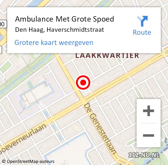 Locatie op kaart van de 112 melding: Ambulance Met Grote Spoed Naar Den Haag, Haverschmidtstraat op 1 oktober 2022 04:08