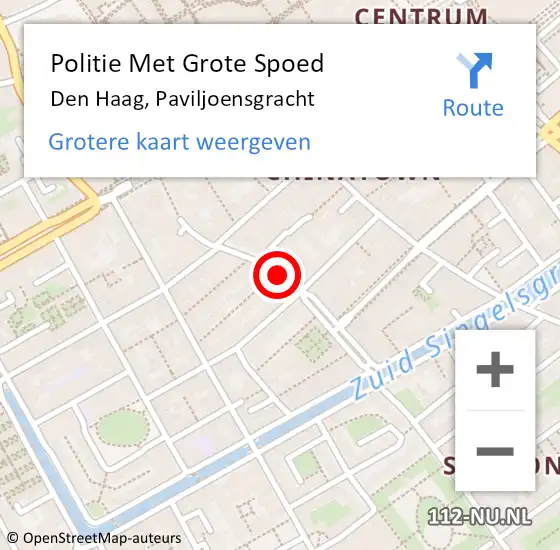 Locatie op kaart van de 112 melding: Politie Met Grote Spoed Naar Den Haag, Paviljoensgracht op 1 oktober 2022 04:25