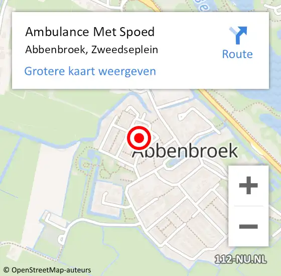 Locatie op kaart van de 112 melding: Ambulance Met Spoed Naar Abbenbroek, Zweedseplein op 1 oktober 2022 05:31