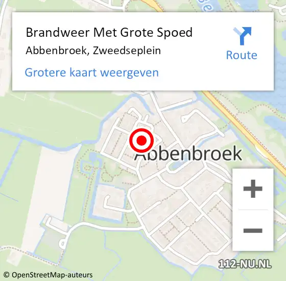 Locatie op kaart van de 112 melding: Brandweer Met Grote Spoed Naar Abbenbroek, Zweedseplein op 1 oktober 2022 06:00