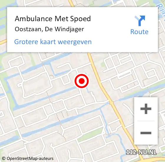 Locatie op kaart van de 112 melding: Ambulance Met Spoed Naar Oostzaan, De Windjager op 1 oktober 2022 06:04