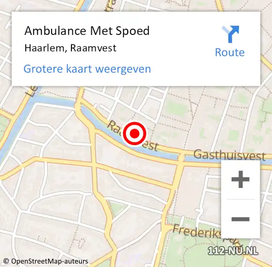 Locatie op kaart van de 112 melding: Ambulance Met Spoed Naar Haarlem, Raamvest op 1 oktober 2022 07:38