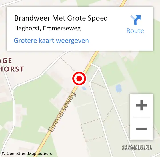 Locatie op kaart van de 112 melding: Brandweer Met Grote Spoed Naar Haghorst, Emmerseweg op 1 oktober 2022 08:14