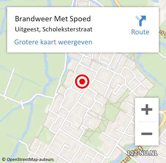 Locatie op kaart van de 112 melding: Brandweer Met Spoed Naar Uitgeest, Scholeksterstraat op 1 oktober 2022 08:22