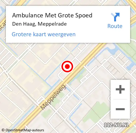 Locatie op kaart van de 112 melding: Ambulance Met Grote Spoed Naar Den Haag, Meppelrade op 1 oktober 2022 08:22