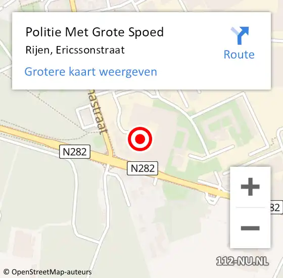 Locatie op kaart van de 112 melding: Politie Met Grote Spoed Naar Rijen, Ericssonstraat op 1 oktober 2022 08:36