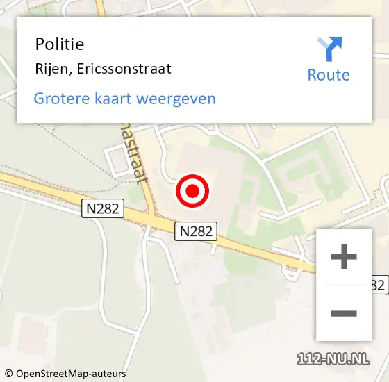 Locatie op kaart van de 112 melding: Politie Rijen, Ericssonstraat op 1 oktober 2022 08:36