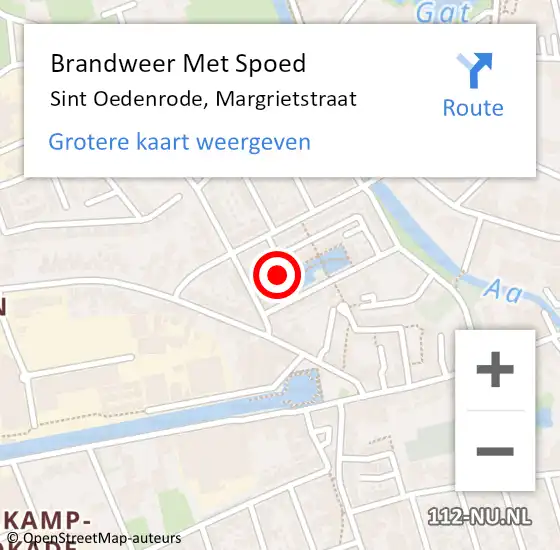 Locatie op kaart van de 112 melding: Brandweer Met Spoed Naar Sint Oedenrode, Margrietstraat op 1 oktober 2022 09:15