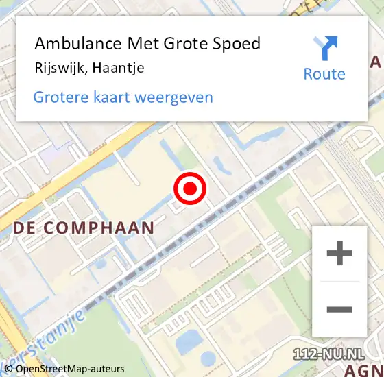 Locatie op kaart van de 112 melding: Ambulance Met Grote Spoed Naar Rijswijk, Haantje op 1 oktober 2022 09:21