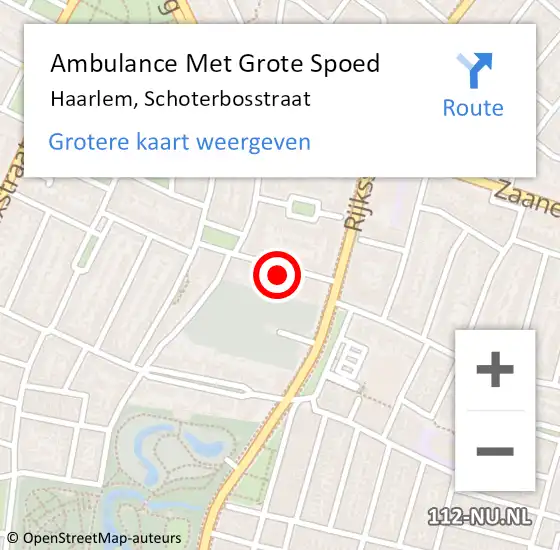 Locatie op kaart van de 112 melding: Ambulance Met Grote Spoed Naar Haarlem, Schoterbosstraat op 1 oktober 2022 09:21