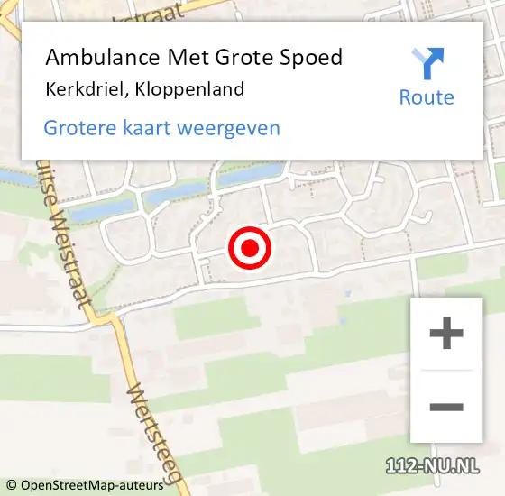 Locatie op kaart van de 112 melding: Ambulance Met Grote Spoed Naar Kerkdriel, Kloppenland op 1 oktober 2022 09:21