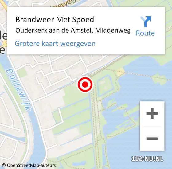 Locatie op kaart van de 112 melding: Brandweer Met Spoed Naar Ouderkerk aan de Amstel, Middenweg op 1 oktober 2022 09:56