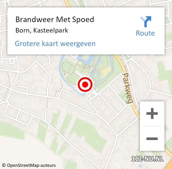 Locatie op kaart van de 112 melding: Brandweer Met Spoed Naar Born, Kasteelpark op 1 oktober 2022 10:02