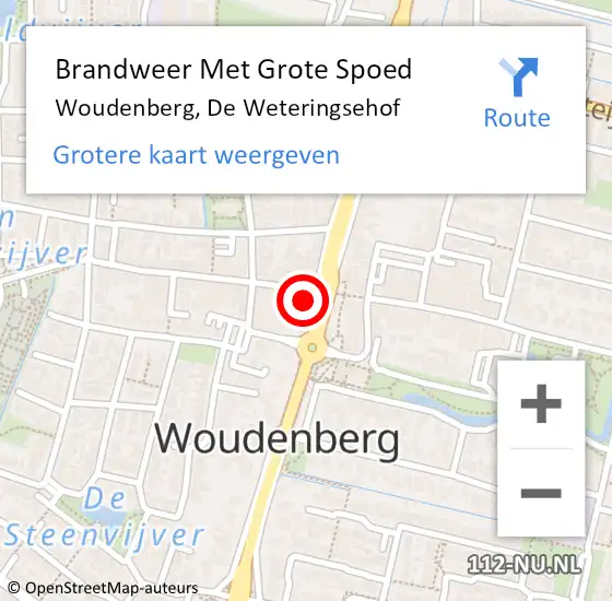 Locatie op kaart van de 112 melding: Brandweer Met Grote Spoed Naar Woudenberg, De Weteringsehof op 1 oktober 2022 10:09