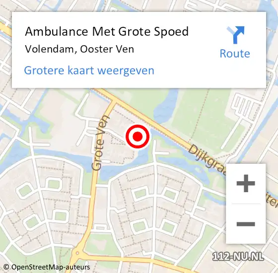 Locatie op kaart van de 112 melding: Ambulance Met Grote Spoed Naar Volendam, Ooster Ven op 1 oktober 2022 10:24