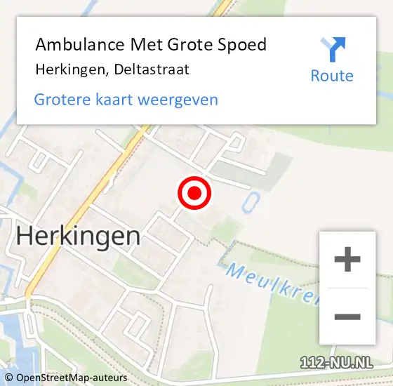Locatie op kaart van de 112 melding: Ambulance Met Grote Spoed Naar Herkingen, Deltastraat op 1 oktober 2022 10:30