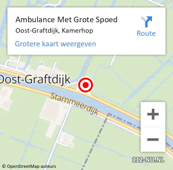 Locatie op kaart van de 112 melding: Ambulance Met Grote Spoed Naar Oost-Graftdijk, Kamerhop op 1 oktober 2022 10:34