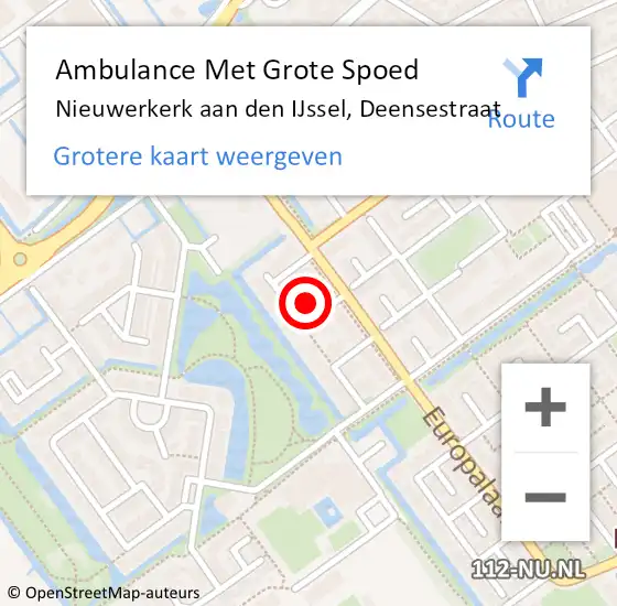 Locatie op kaart van de 112 melding: Ambulance Met Grote Spoed Naar Nieuwerkerk aan den IJssel, Deensestraat op 1 oktober 2022 10:50