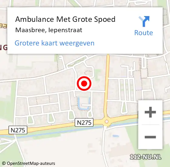 Locatie op kaart van de 112 melding: Ambulance Met Grote Spoed Naar Maasbree, Iepenstraat op 31 juli 2014 04:47