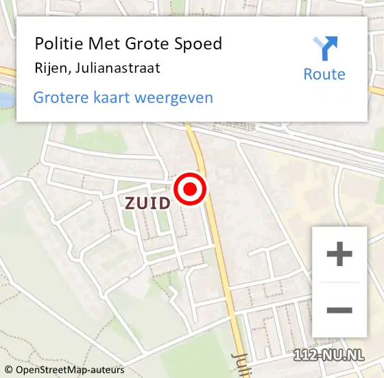 Locatie op kaart van de 112 melding: Politie Met Grote Spoed Naar Rijen, Julianastraat op 1 oktober 2022 11:09