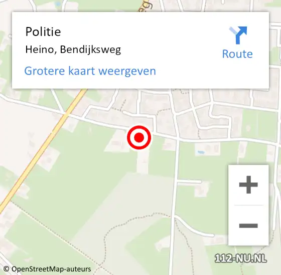 Locatie op kaart van de 112 melding: Politie Heino, Bendijksweg op 1 oktober 2022 11:11