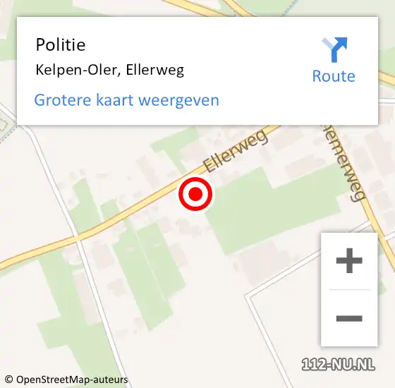 Locatie op kaart van de 112 melding: Politie Kelpen-Oler, Ellerweg op 1 oktober 2022 11:21