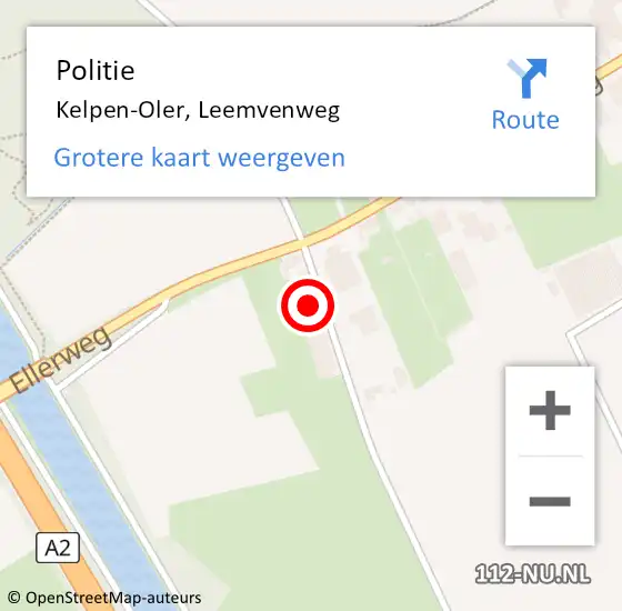 Locatie op kaart van de 112 melding: Politie Kelpen-Oler, Leemvenweg op 1 oktober 2022 11:21