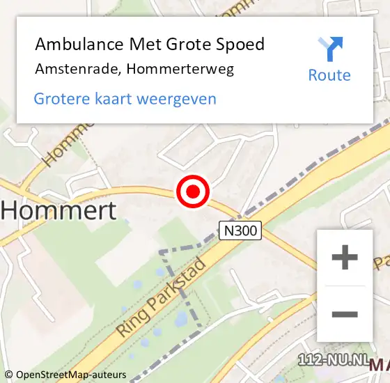 Locatie op kaart van de 112 melding: Ambulance Met Grote Spoed Naar Amstenrade, Hommerterweg op 31 juli 2014 04:53