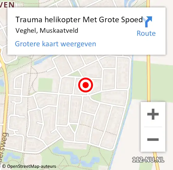 Locatie op kaart van de 112 melding: Trauma helikopter Met Grote Spoed Naar Veghel, Muskaatveld op 1 oktober 2022 11:33