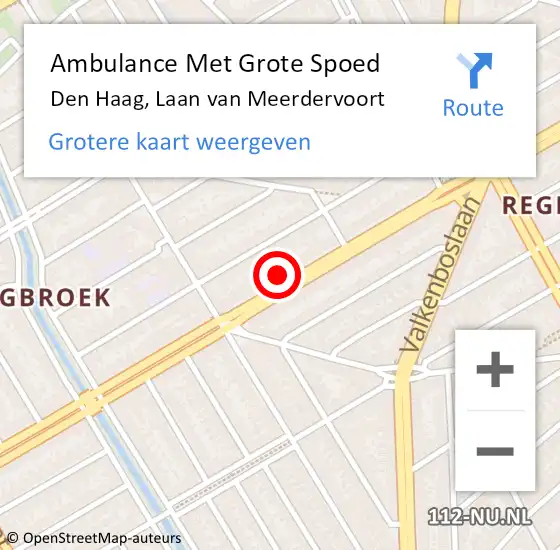 Locatie op kaart van de 112 melding: Ambulance Met Grote Spoed Naar Den Haag, Laan van Meerdervoort op 1 oktober 2022 11:34