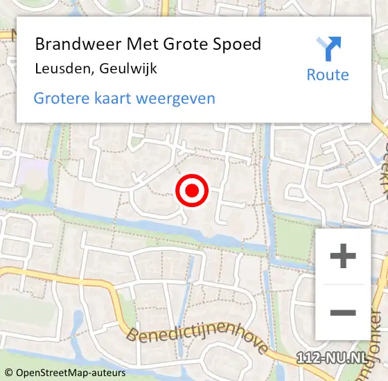 Locatie op kaart van de 112 melding: Brandweer Met Grote Spoed Naar Leusden, Geulwijk op 1 oktober 2022 11:34