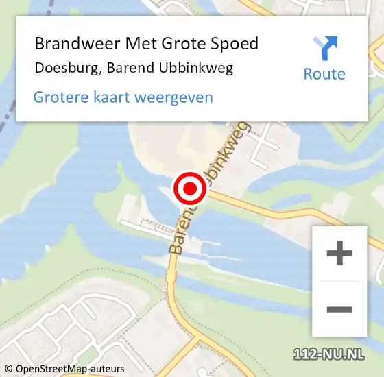 Locatie op kaart van de 112 melding: Brandweer Met Grote Spoed Naar Doesburg, Barend Ubbinkweg op 1 oktober 2022 11:35