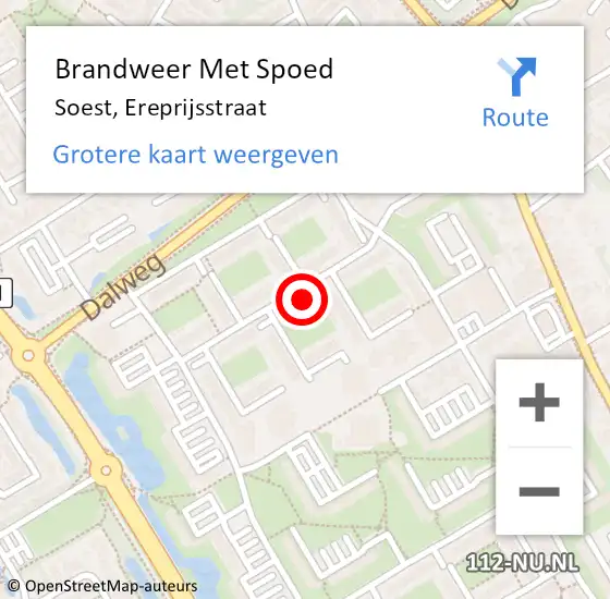 Locatie op kaart van de 112 melding: Brandweer Met Spoed Naar Soest, Ereprijsstraat op 1 oktober 2022 11:42