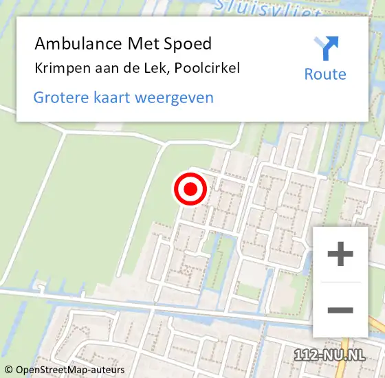 Locatie op kaart van de 112 melding: Ambulance Met Spoed Naar Krimpen aan de Lek, Poolcirkel op 1 oktober 2022 11:43