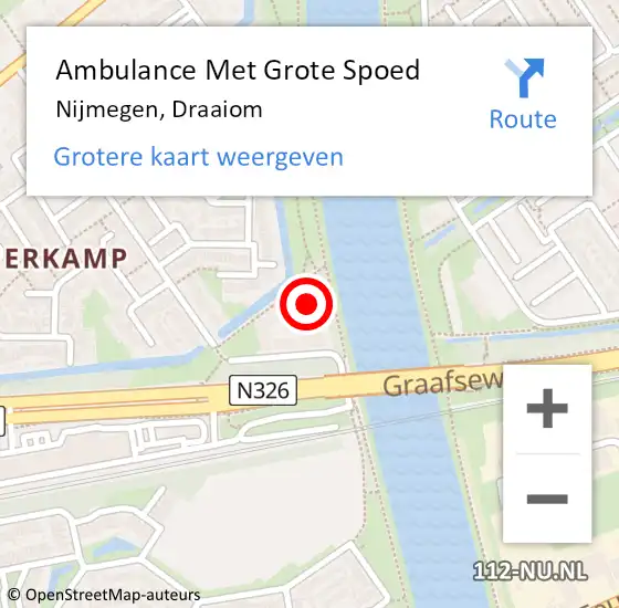 Locatie op kaart van de 112 melding: Ambulance Met Grote Spoed Naar Nijmegen, Draaiom op 1 oktober 2022 11:46