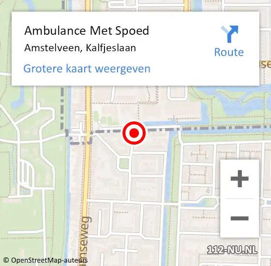 Locatie op kaart van de 112 melding: Ambulance Met Spoed Naar Amstelveen, Kalfjeslaan op 1 oktober 2022 12:13