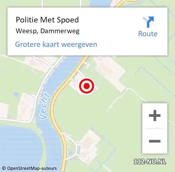 Locatie op kaart van de 112 melding: Politie Met Spoed Naar Weesp, Dammerweg op 1 oktober 2022 12:20