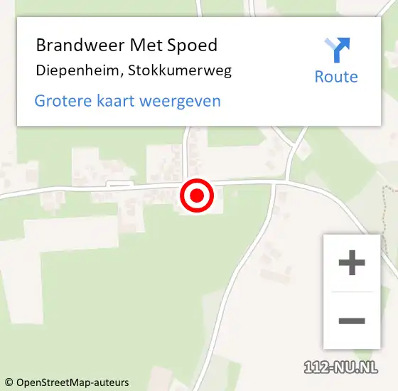 Locatie op kaart van de 112 melding: Brandweer Met Spoed Naar Diepenheim, Stokkumerweg op 1 oktober 2022 12:30