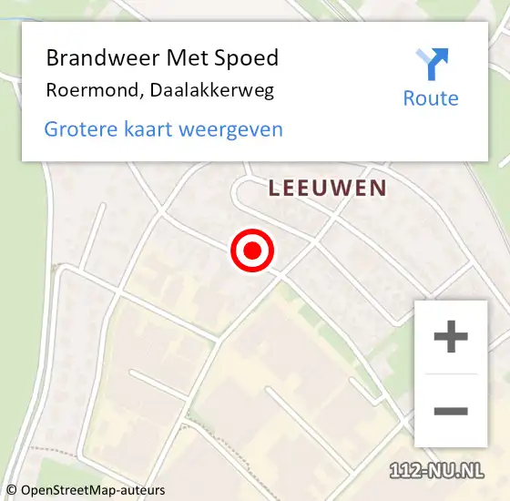 Locatie op kaart van de 112 melding: Brandweer Met Spoed Naar Roermond, Daalakkerweg op 1 oktober 2022 12:48