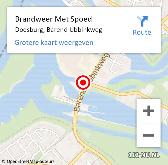 Locatie op kaart van de 112 melding: Brandweer Met Spoed Naar Doesburg, Barend Ubbinkweg op 1 oktober 2022 12:52