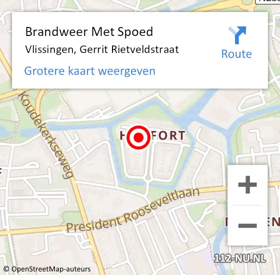 Locatie op kaart van de 112 melding: Brandweer Met Spoed Naar Vlissingen, Gerrit Rietveldstraat op 1 oktober 2022 13:04