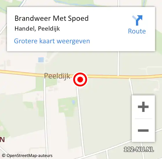 Locatie op kaart van de 112 melding: Brandweer Met Spoed Naar Handel, Peeldijk op 1 oktober 2022 13:14