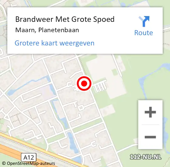 Locatie op kaart van de 112 melding: Brandweer Met Grote Spoed Naar Maarn, Planetenbaan op 1 oktober 2022 13:27