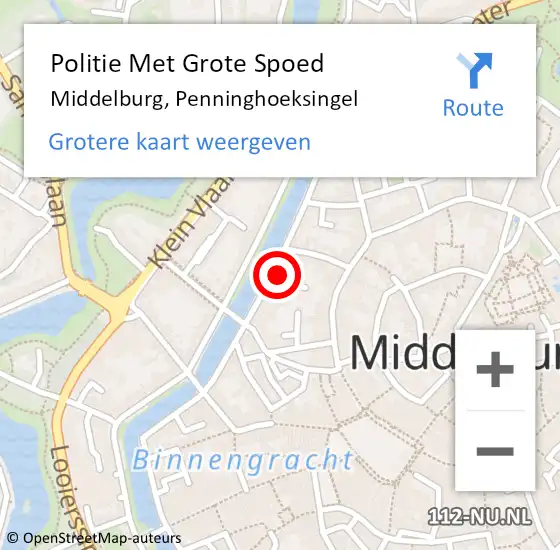 Locatie op kaart van de 112 melding: Politie Met Grote Spoed Naar Middelburg, Penninghoeksingel op 1 oktober 2022 13:28