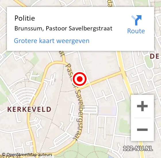 Locatie op kaart van de 112 melding: Politie Brunssum, Pastoor Savelbergstraat op 1 oktober 2022 13:32