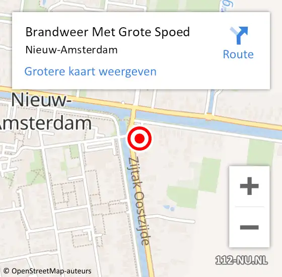 Locatie op kaart van de 112 melding: Brandweer Met Grote Spoed Naar Nieuw-Amsterdam op 1 oktober 2022 13:51