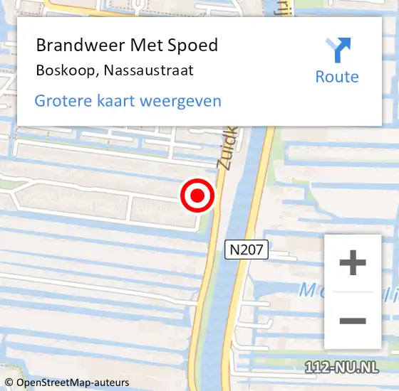 Locatie op kaart van de 112 melding: Brandweer Met Spoed Naar Boskoop, Nassaustraat op 1 oktober 2022 13:51