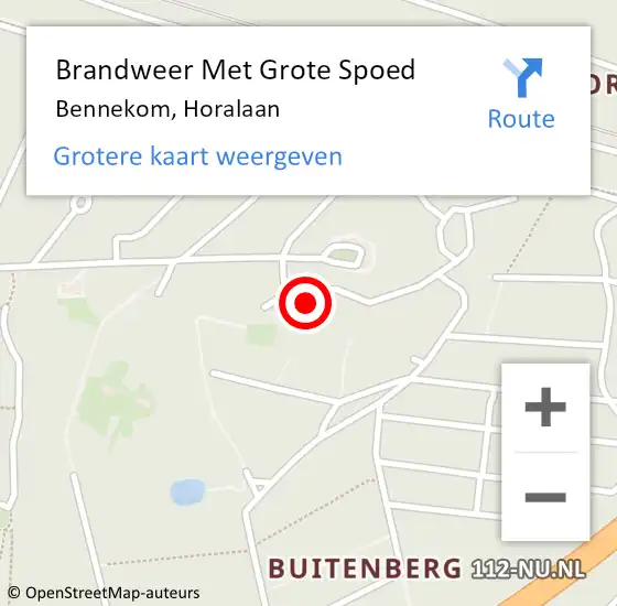 Locatie op kaart van de 112 melding: Brandweer Met Grote Spoed Naar Bennekom, Horalaan op 1 oktober 2022 13:52