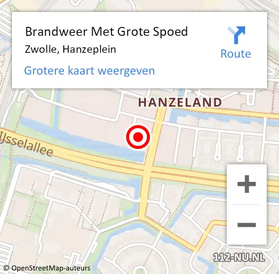 Locatie op kaart van de 112 melding: Brandweer Met Grote Spoed Naar Zwolle, Hanzeplein op 31 juli 2014 06:43